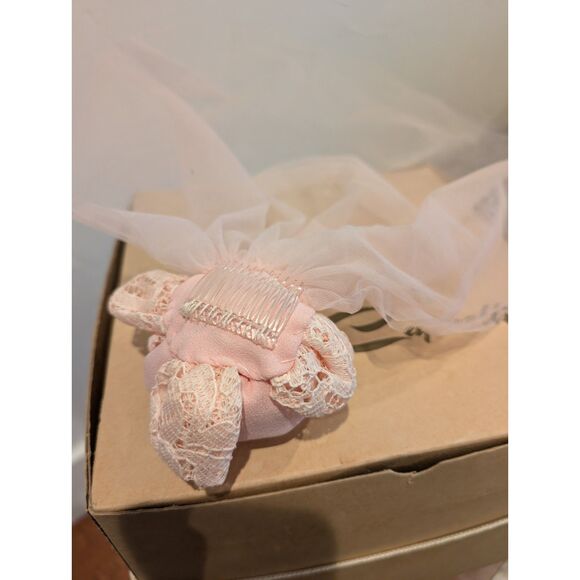 1965 Noreen Pillbox Hat w/ Veil • Satin & Fur‑Like Trim • Box + Receipt main image 6